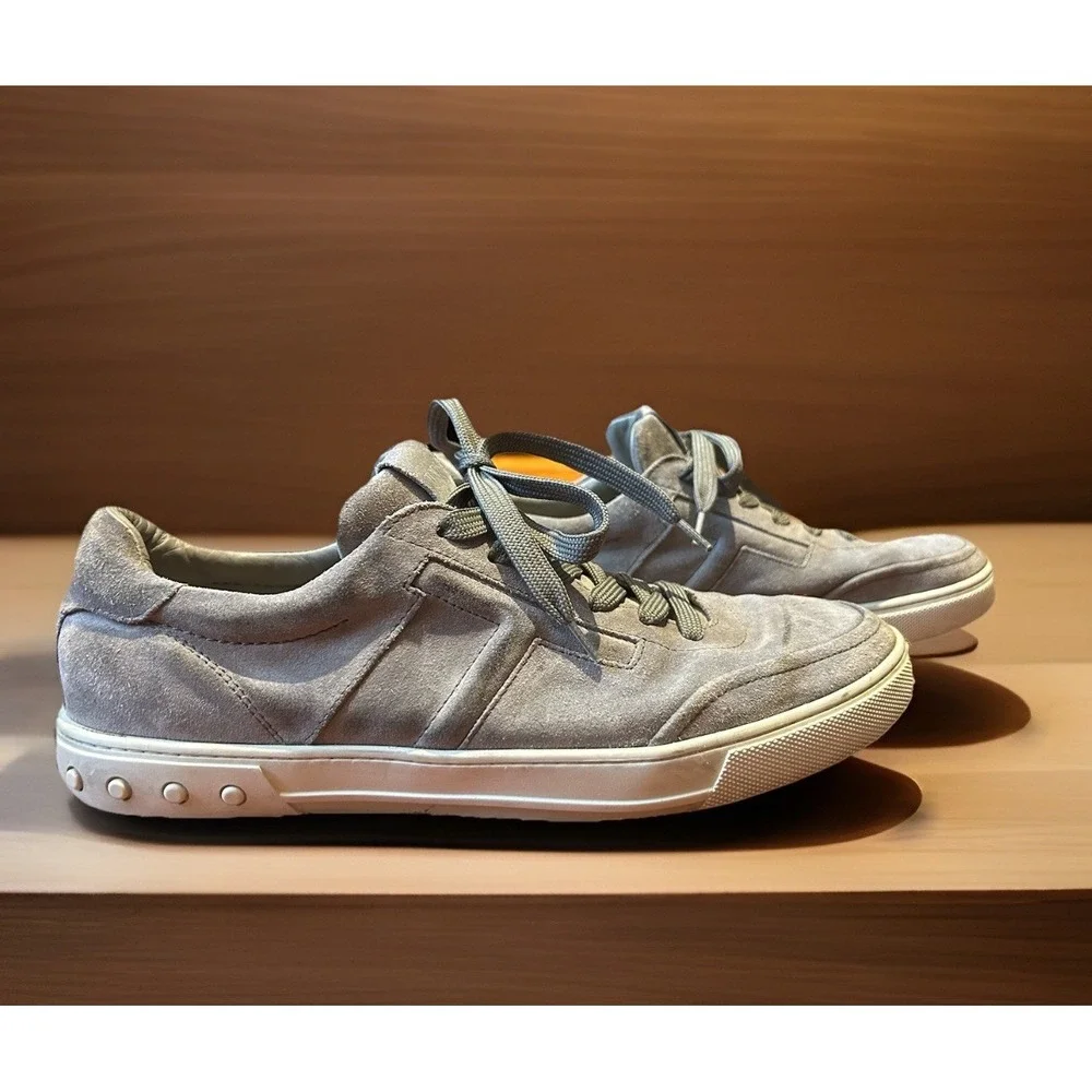 Tod's Men's Suede Sneakers Size 10.5 Gray Shoes - Picture 1 of 12
